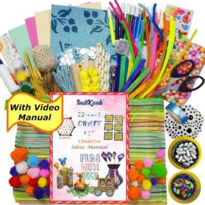 INDIKONB 22 in 1 Art and Craft Kit for Girls and Boys with Crafts Supplies Set All Craft Materials Items for Kids DIY for All Ages
