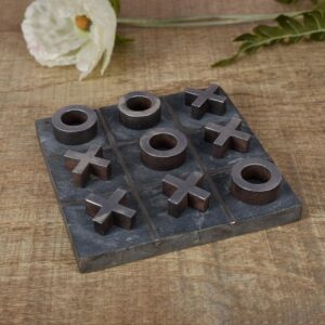 Luxury Black Marble Tic Tac Toe Game | Handcrafted Tabletop Decor & Office Desk Accessory